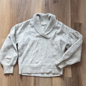 Madewell Vinson Shawl-Collar Pullover Sweater in Heather Gray Wool Blend Medium